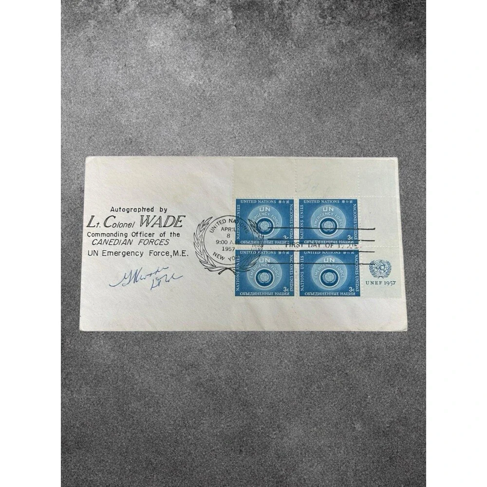 Lt. Colonel Wade Signed 1957 UN Emergency Force Envelope